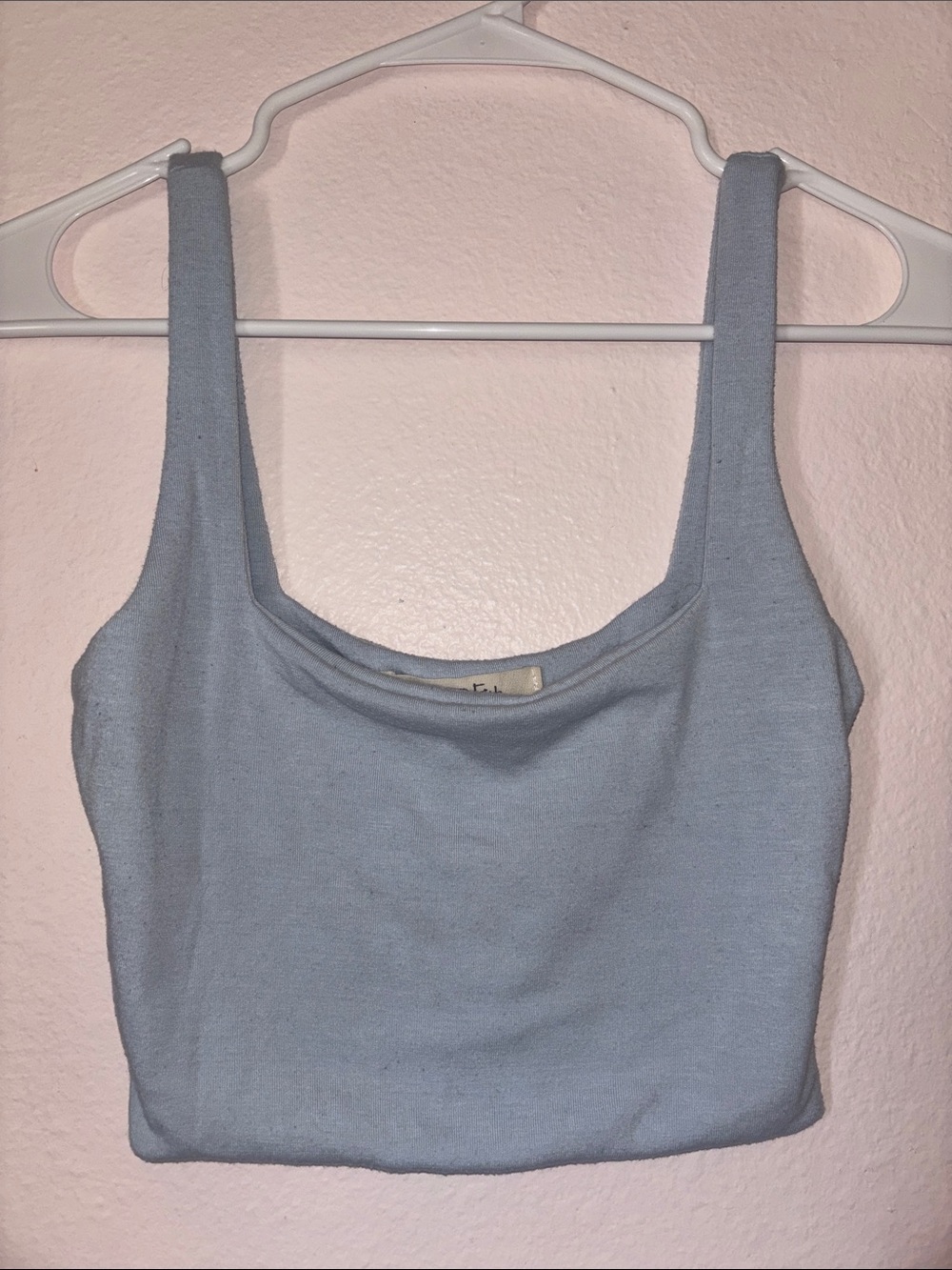 OOTDFash Light Blue Scoop Neck Cropped Tank, Size S